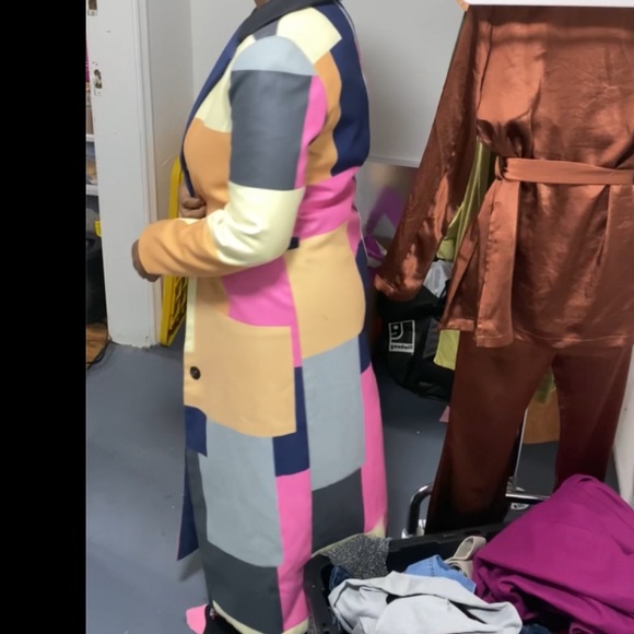 Colorful Patchwork Long Coat - Picture 3 of 4